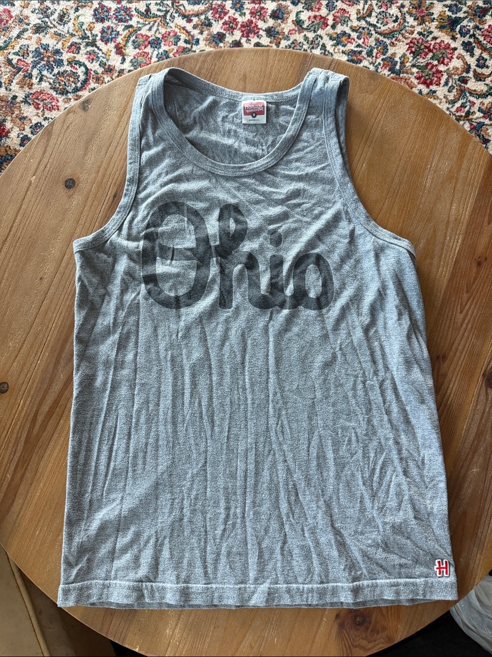 HOMAGE Gray Ohio Script Tank Top